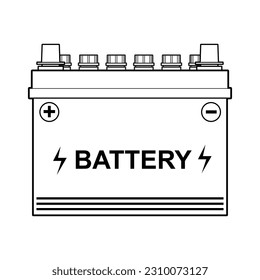 car battery line vector illustration,isolated on white background,top view