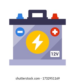 car battery on a white background. flat vector illustration.