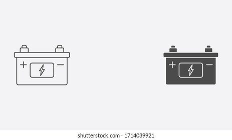 Car battery outline and filled vector icon sign symbol