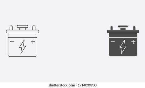 Car battery outline and filled vector icon sign symbol