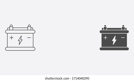 Símbolo de símbolo de símbolo de icono vectorial relleno y contorno de la batería de Camión