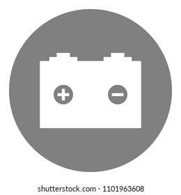 Car battery with plus and minus symbols. Vector icon.