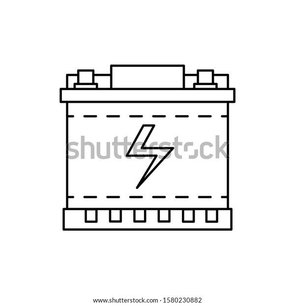 car\
battery, power, car line icon on white\
background