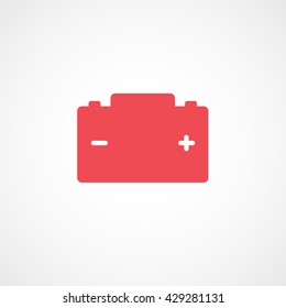 Car Battery Red Icon On White Background