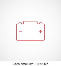 Car Battery Red Icon On White Background