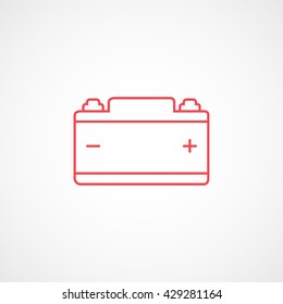 Car Battery Red Icon On White Background