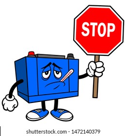 Car Battery Sick Stop Sign Cartoon Stock Vector (Royalty Free ...