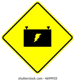 car battery sign