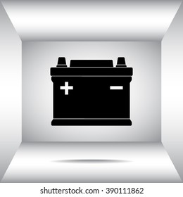 Car battery sign icon, vector illustration. Flat design style 