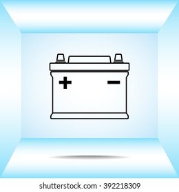 Car battery sign icon, vector illustration. Flat design style 