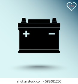 Car battery sign icon, vector illustration. Flat design style 