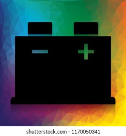 Car battery sign. Vector. Flat style black icon on white.