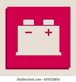 Car battery sign. Vector. Grayscale version of Popart-style icon.