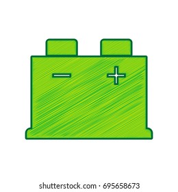 Car battery sign. Vector. Lemon scribble icon on white background. Isolated