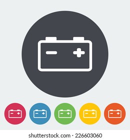 Car battery. Single flat icon on the circle. Vector illustration.