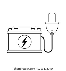 Car battery symbol in black and white