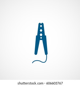 Car Battery Terminal Blue Flat Icon On White Background