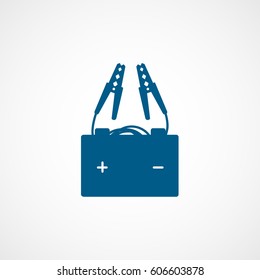 Car Battery Terminal Blue Flat Icon On White Background