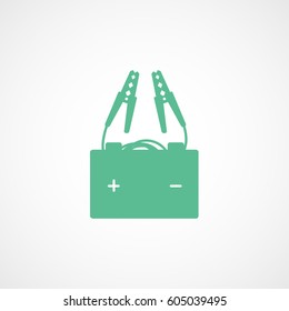 Car Battery Terminal Green Flat Icon On White Background