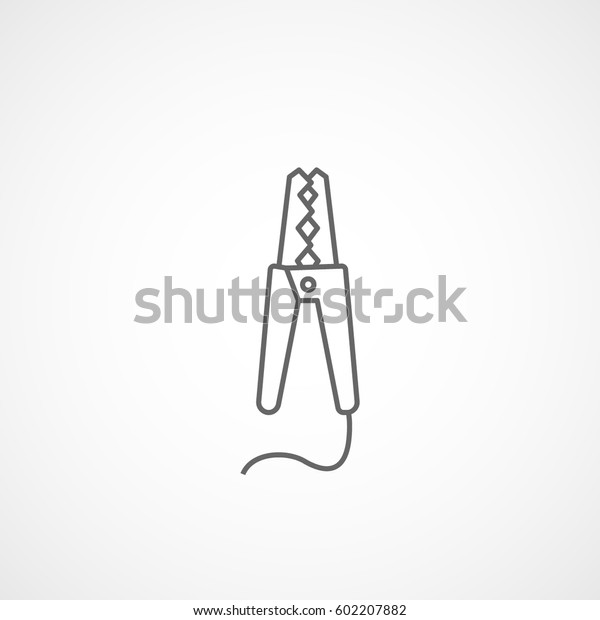 Car\
Battery Terminal Line Icon On White\
Background