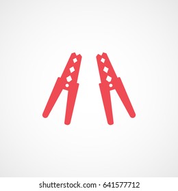 Car Battery Terminal Red Flat Icon On White Background