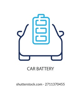 Iconos de línea delgada de la batería de coche. Ilustración vectorial original.