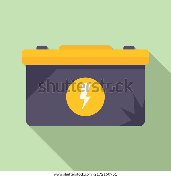 Car battery trash icon flat vector. Waste rubbish.\
Recycle metal