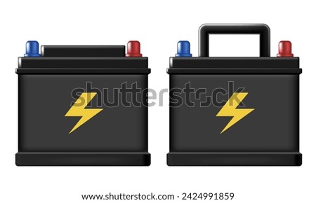 Car battery. Vector 3d icons isolated on white background.