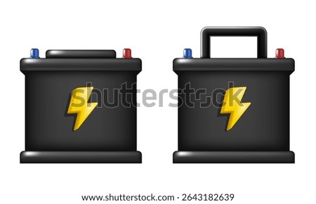 Car battery. Vector 3d icons isolated on white background.