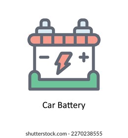 Car Battery Vector   fill outline Icons. Simple stock illustration stock