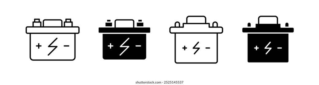 Car Battery vector filled and outlined iconss collection