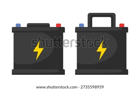 Car battery. Vector flat icons isolated on white background.