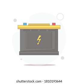 ilustración plana del vector de la batería del coche en blanco
