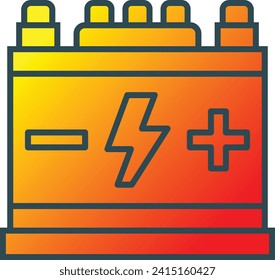 Icono vectorial de la batería del coche. Se puede usar para imprimir, móviles y aplicaciones web.