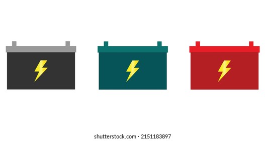 Car battery vector icon. Battery vector flat design vector illustration isolated on white background with two different color concepts.