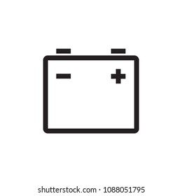 Car battery vector icon. Line simple design. Isolate on white background.