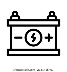 icono del vector de la batería del coche en fondo blanco