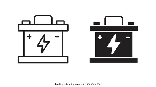 Car battery vector icon set in black color.