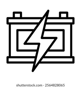 Car Battery Vector Line Icon Design