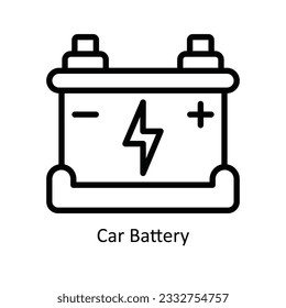 Ilustración de diseño de iconos del contorno de la batería del coche. Símbolo de naturaleza y ecología sobre fondo blanco Archivo EPS 10