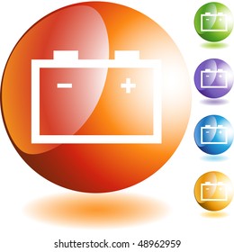 Botón web de la batería del coche aislado en un fondo.