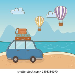 car in the beach scene