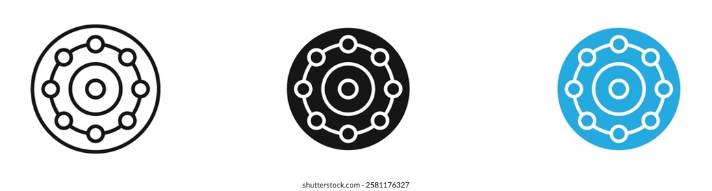 Car bearing icon black white vector outline
