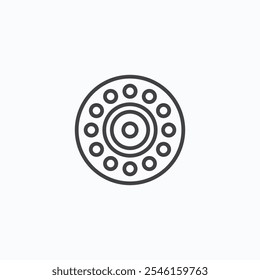 Icono del cojinete del coche en color blanco y negro sólido