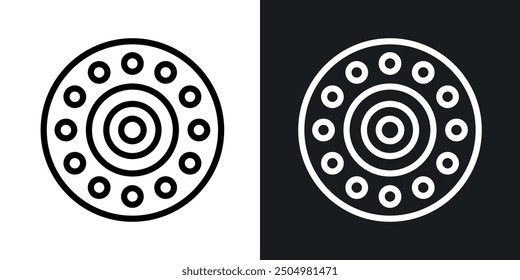 Car bearing vector icon set black and white filled and outlined style.