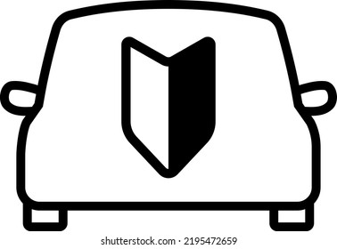 Car and beginner's mark icon.