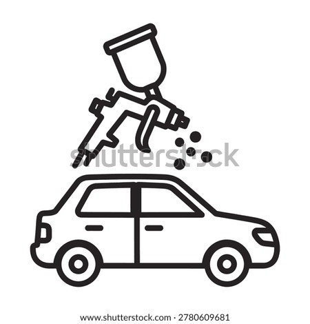 A car is being spray painted with a gun, automotive painting process in action.