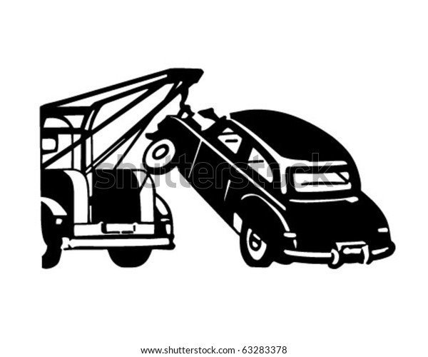Car Being Towed\
- Retro Clipart\
Illustration