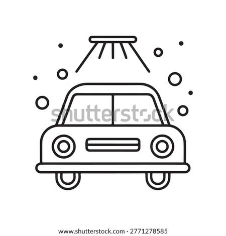Car being washed with soap suds and water sprayed from above car wash process cleaning vehicle