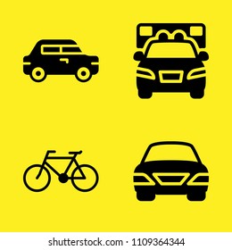 car, bicycle, car and ambulance vector icon set. Sample icons set for web and graphic design